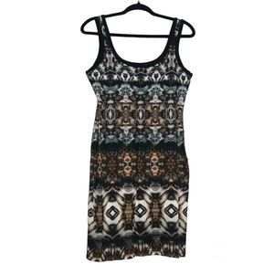 B44 Dressed Abstract Print Sleeveless Tank Dress Womens Size L Artsy Party Club